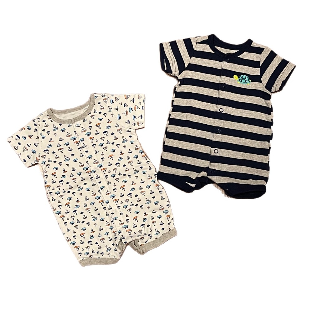 2 Pack Carter’s Simple Joys Snap Up Rompers 0-3 M